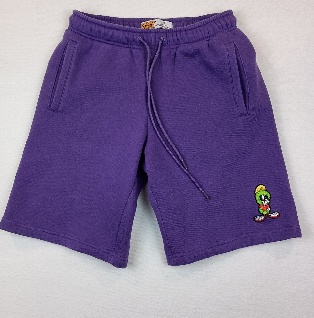 Looney Tunes Marvin The Martian Men's Size S Fleece Sweat Shorts Embroidered
